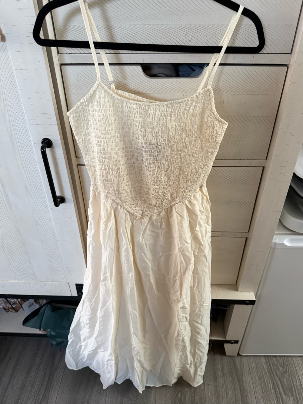 Blu Pepper Cream Smocked Dress